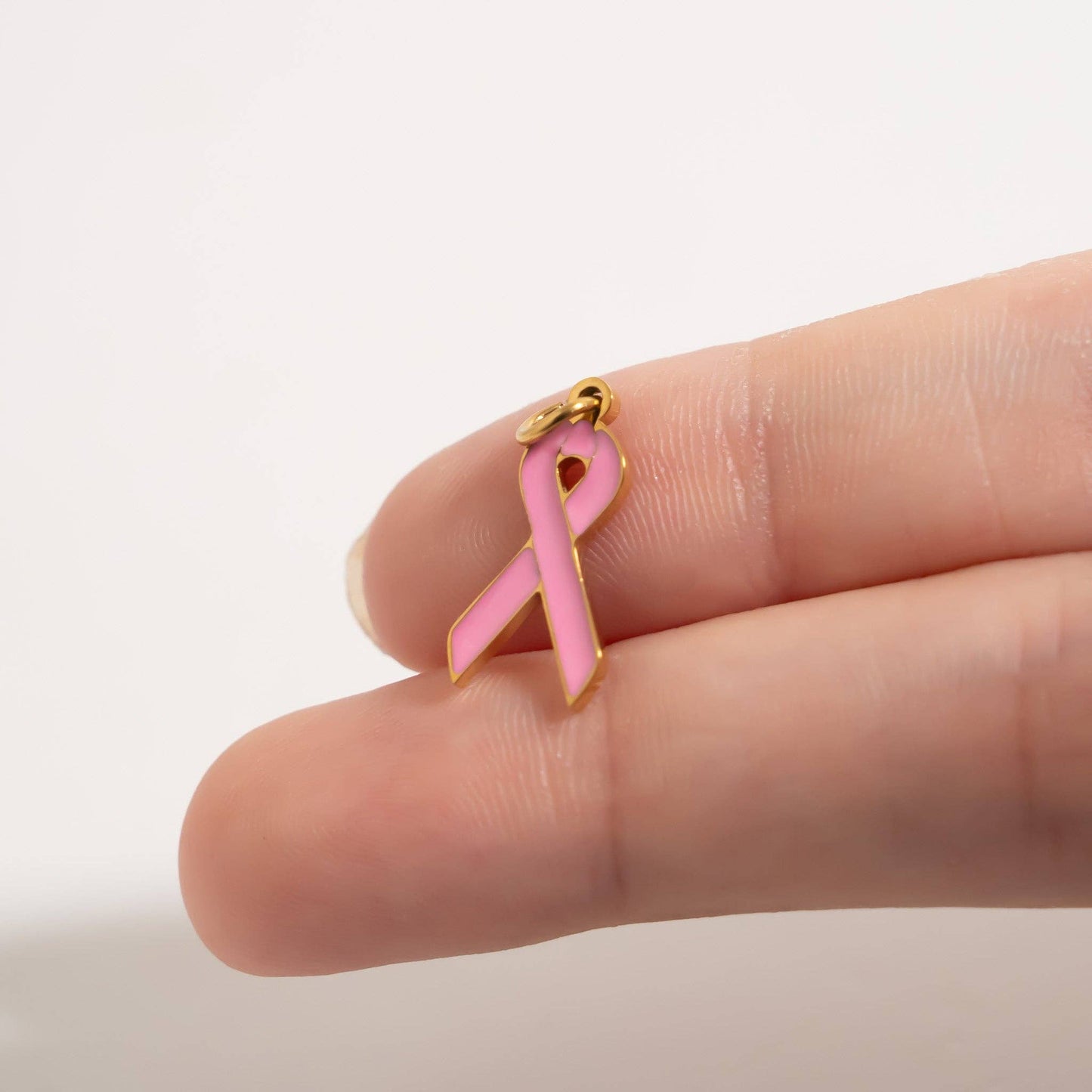 Breast Cancer Awareness Pink Ribbon Charm