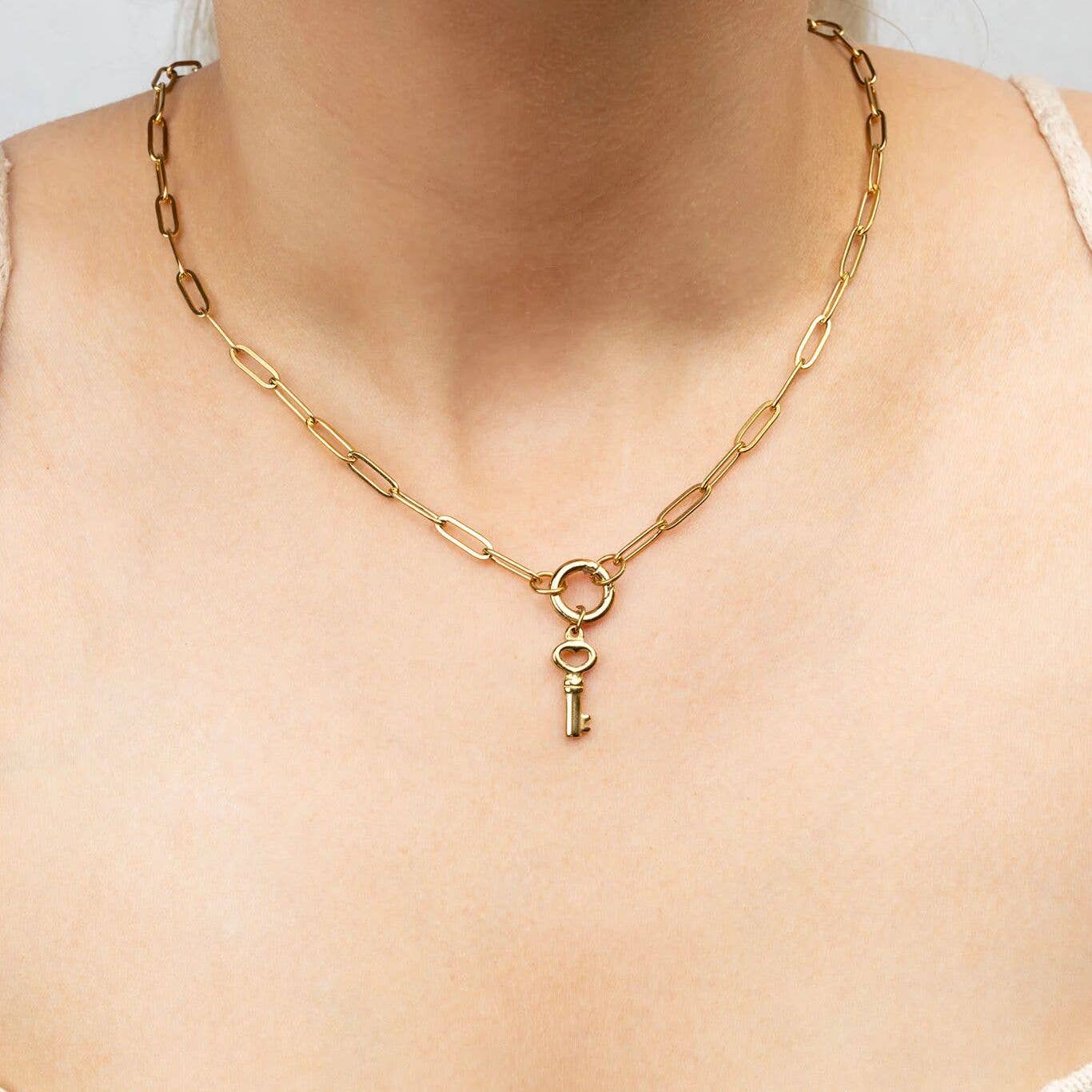 18K Gold PVD Stainless Steel Key Charm