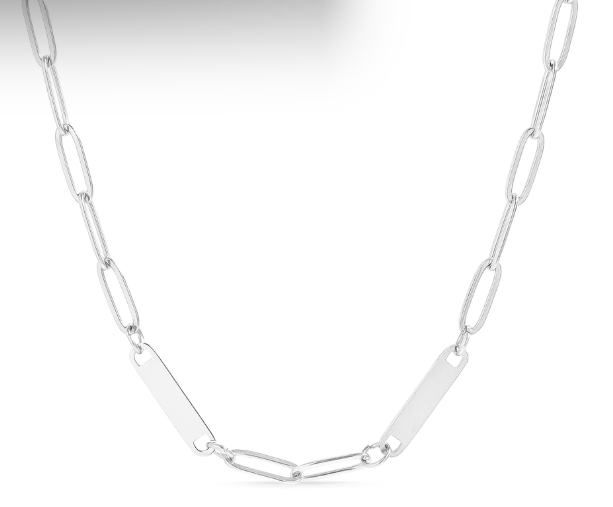 Engravable Paperclip Bar Necklace