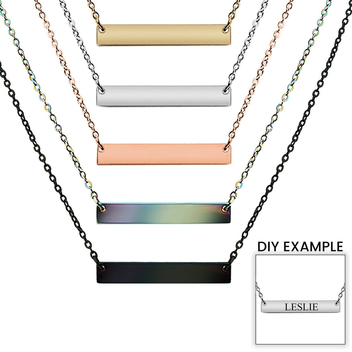 Engravable Horizontal Bar Necklace