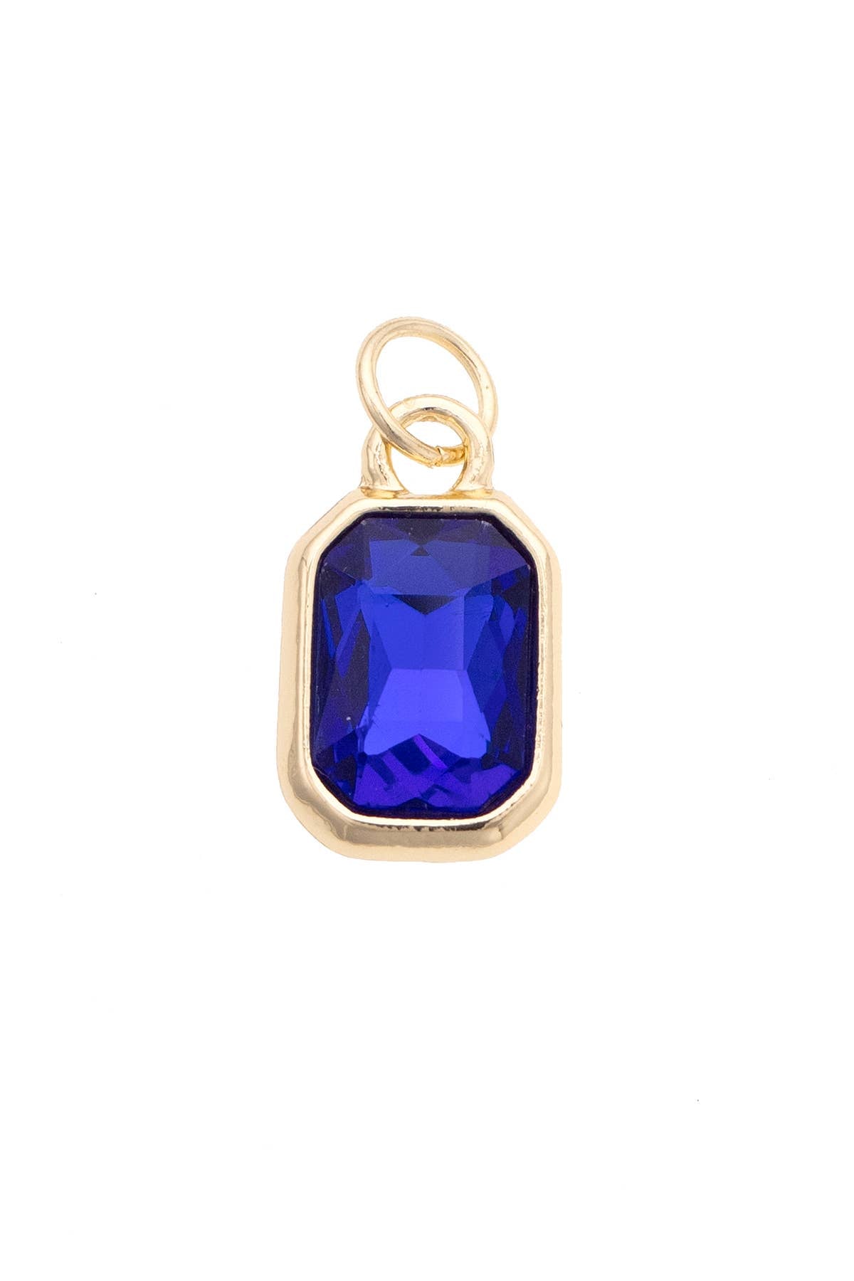 Emerald Cut Rhinestone Charm in Blue