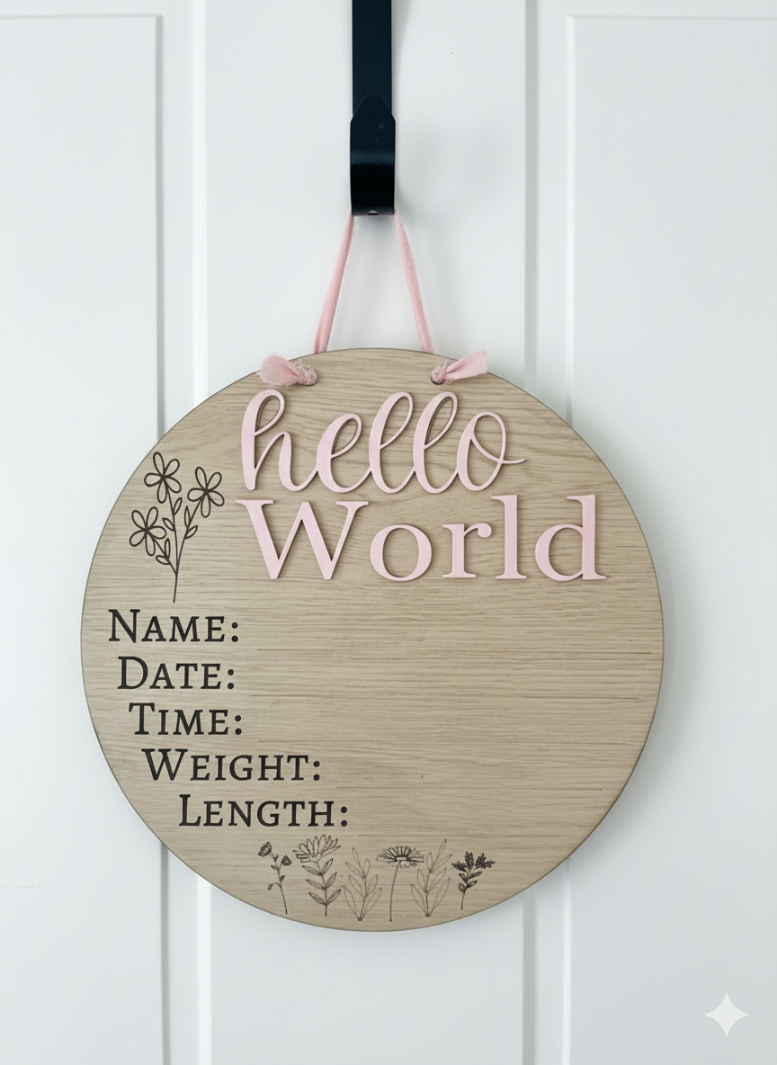 Hello World Baby Photo Prop Sign