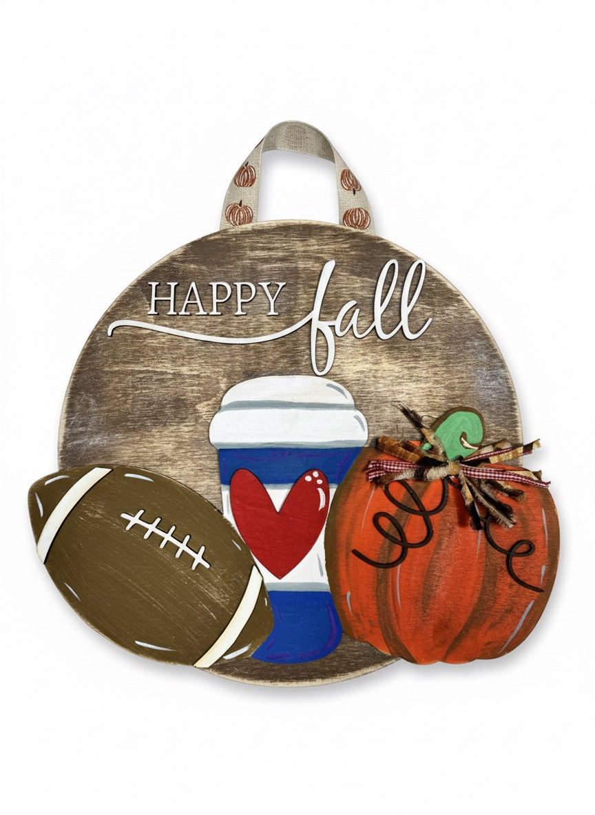 Round Happy Fall Doorhanger Sign
