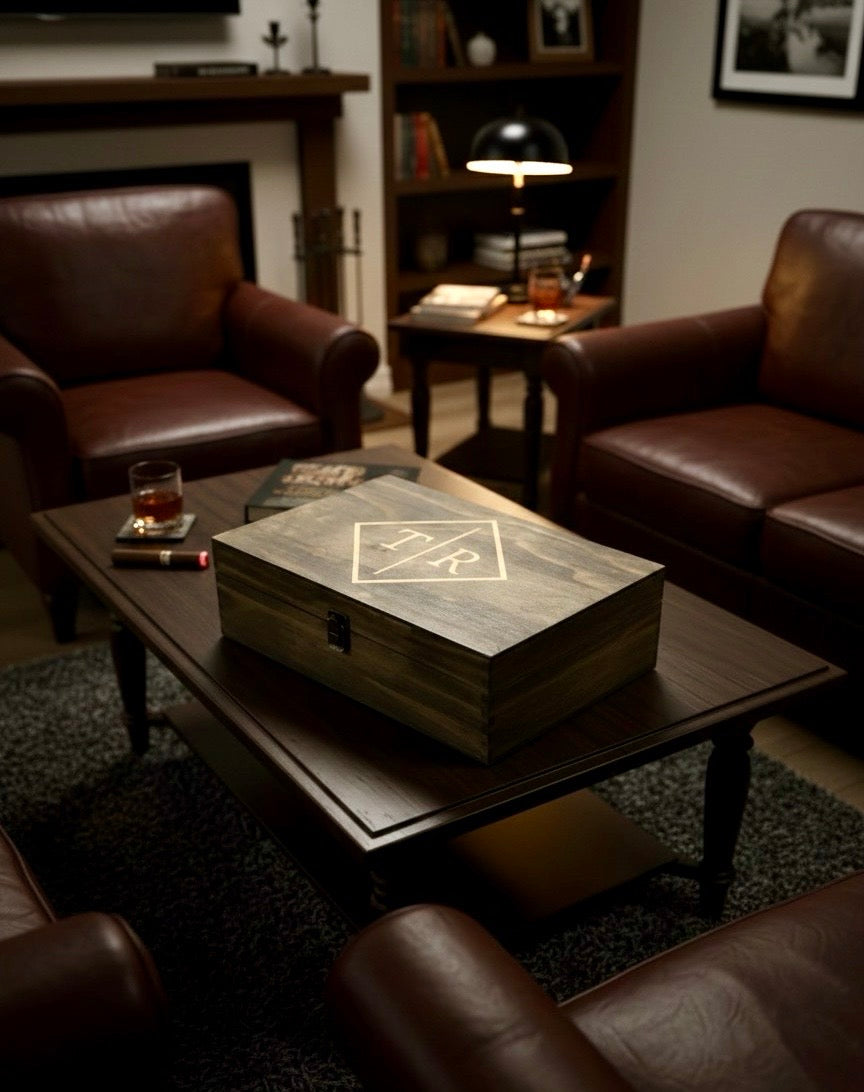 Whiskey Decanter & Glass Set in Wood Box