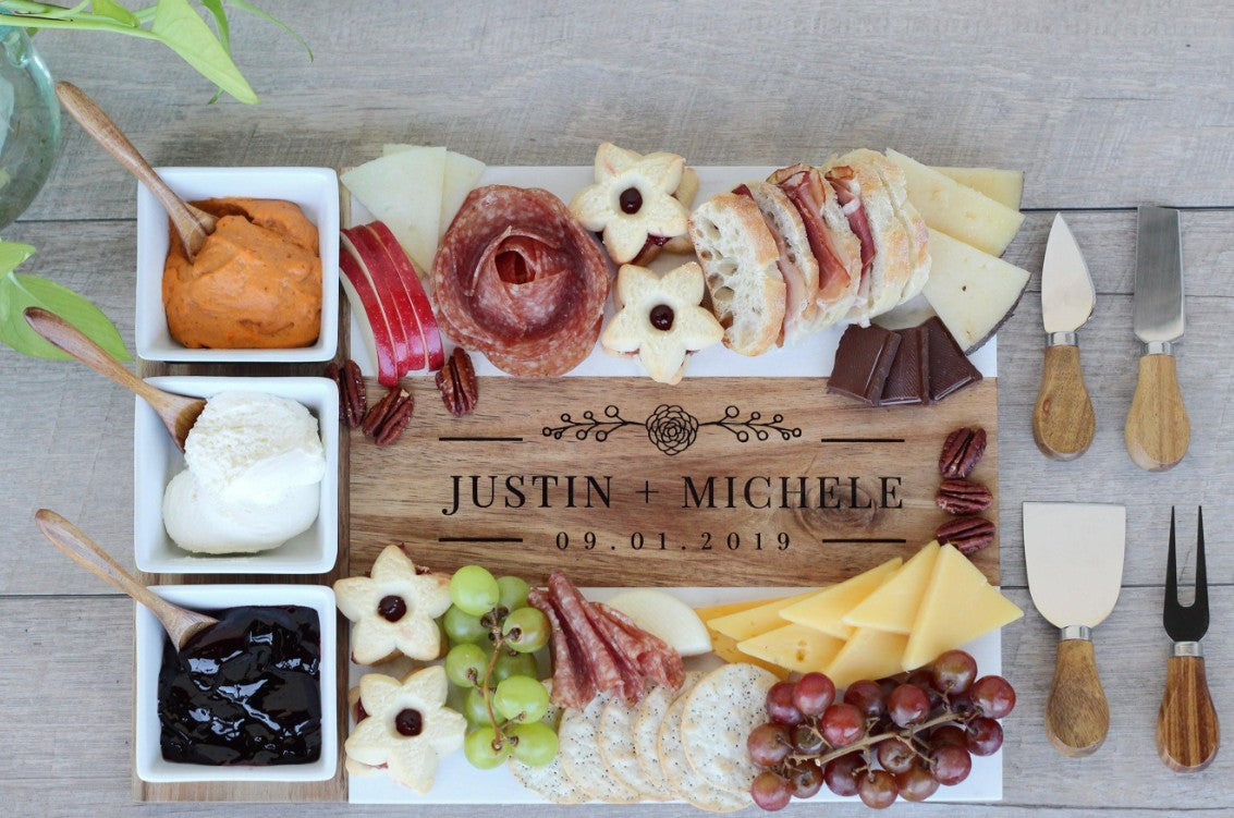 Marble Charcuterie Board - 11 Piece Set