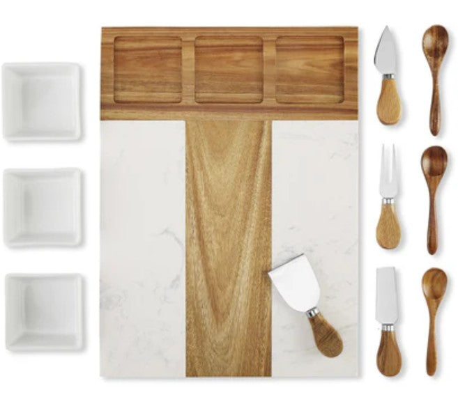 Marble Charcuterie Board - 11 Piece Set