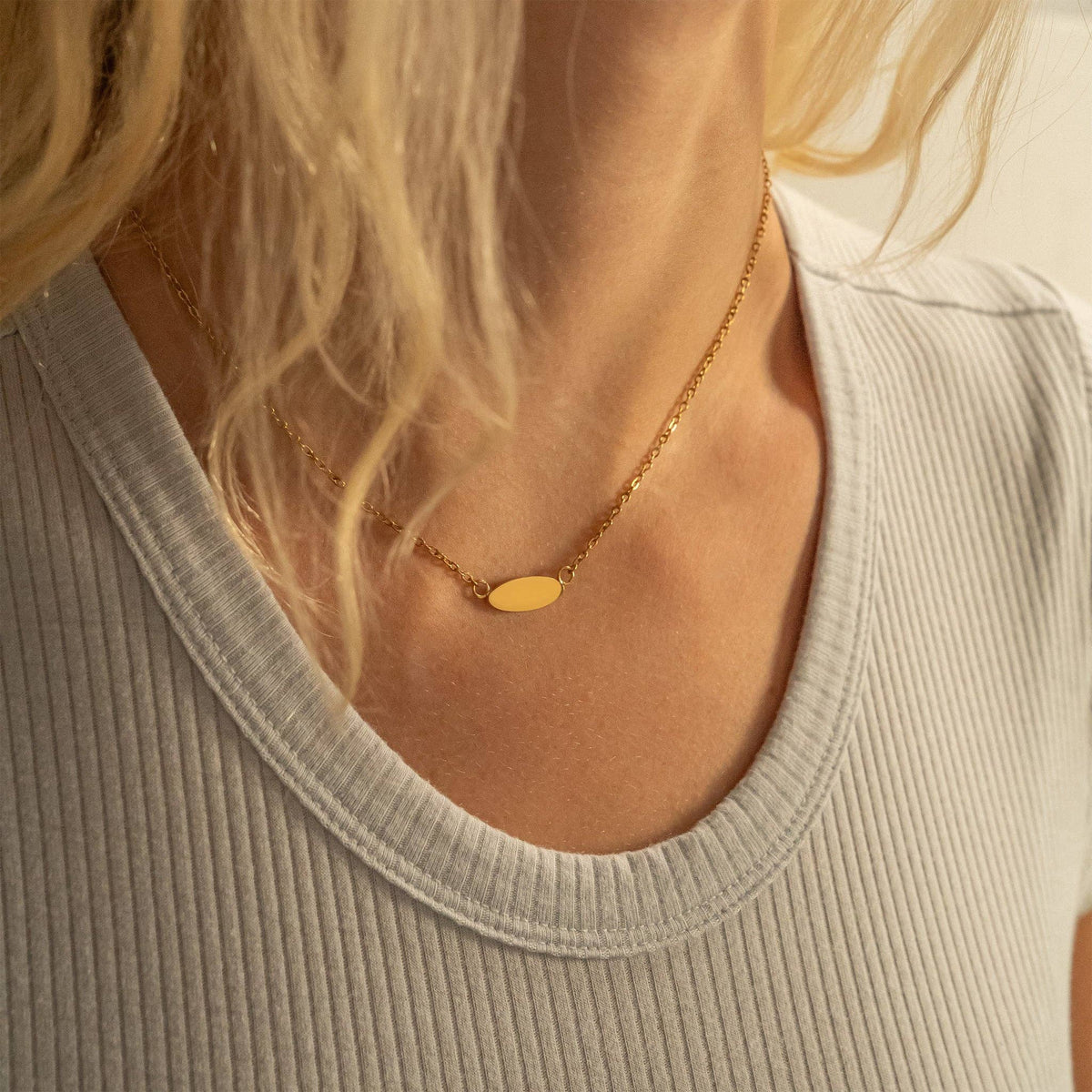 Engravable Oval Blank Necklace