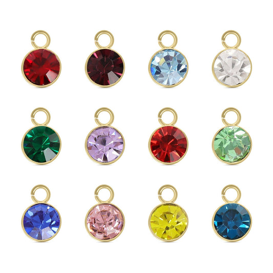 Round Birthstone Charm - 6 mm