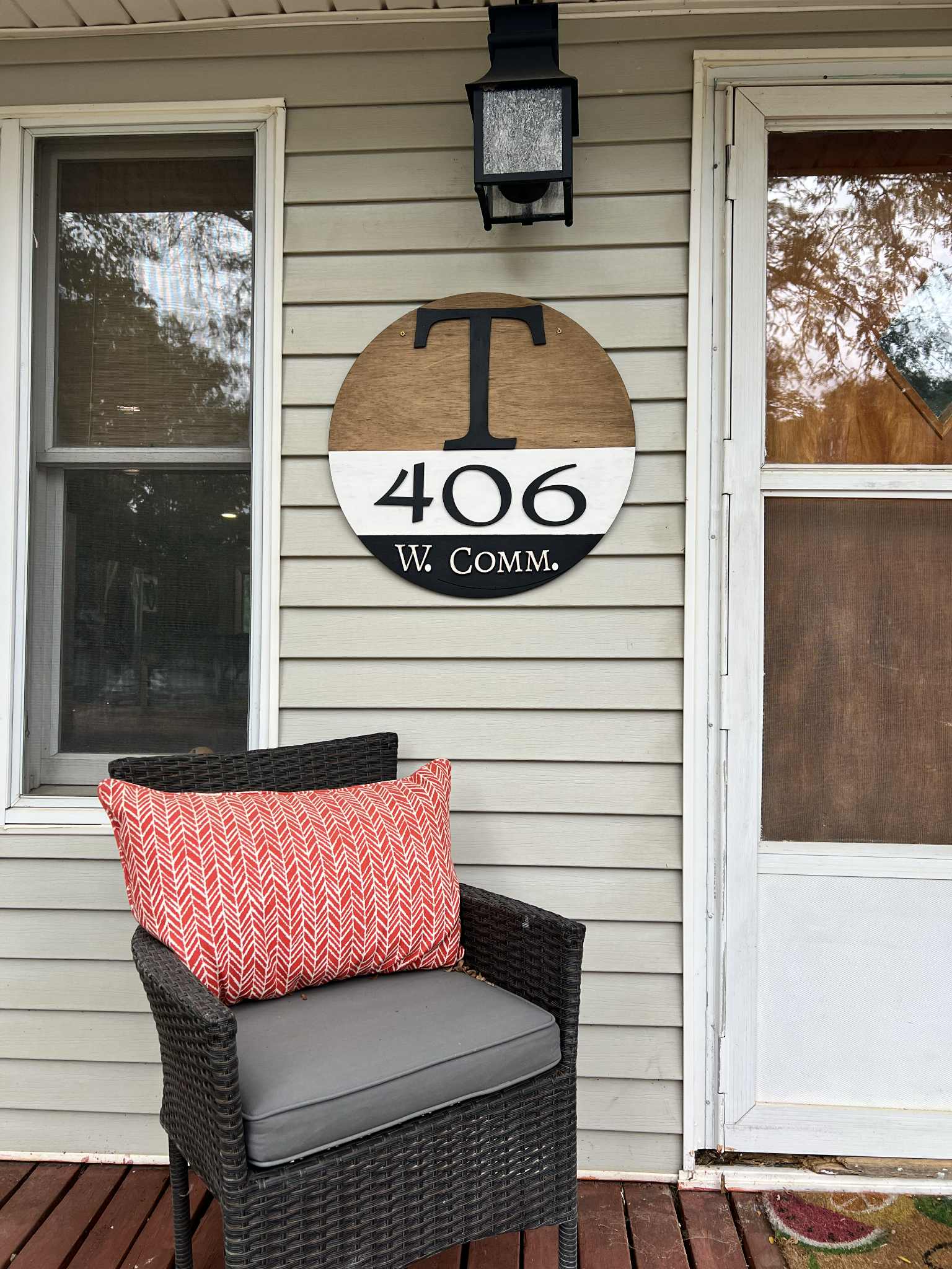 Initial & Address Doorhanger Sign – 7th Wave Engraving