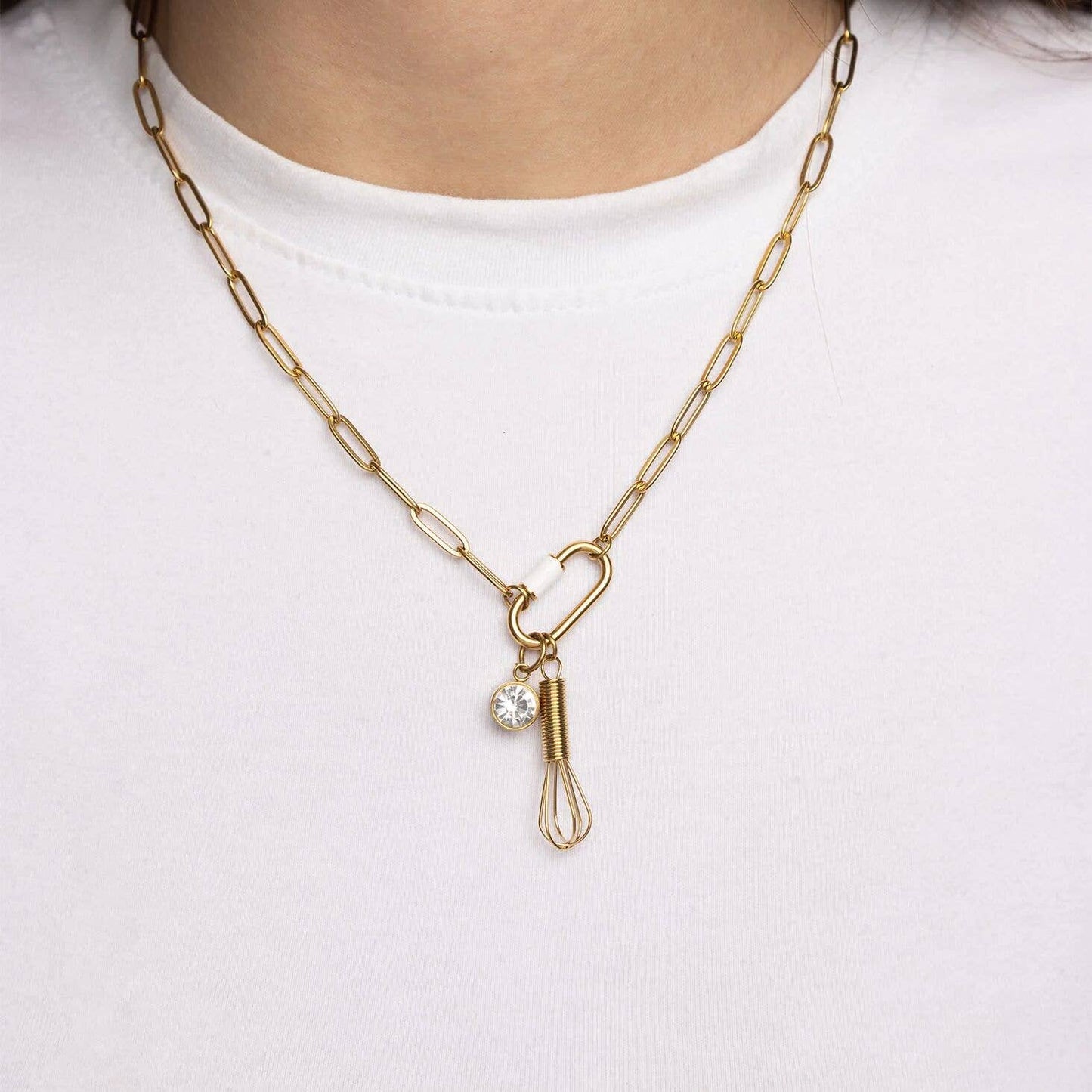 18K Gold PVD Stainless Steel Whisk Charm
