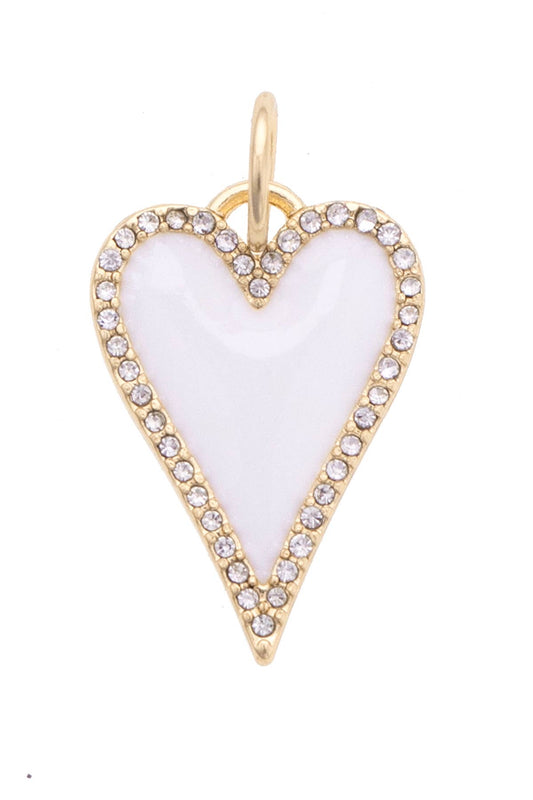 Stretched Pave Heart Charm in White