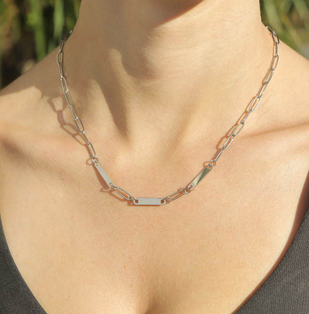 Engravable Paperclip Bar Necklace