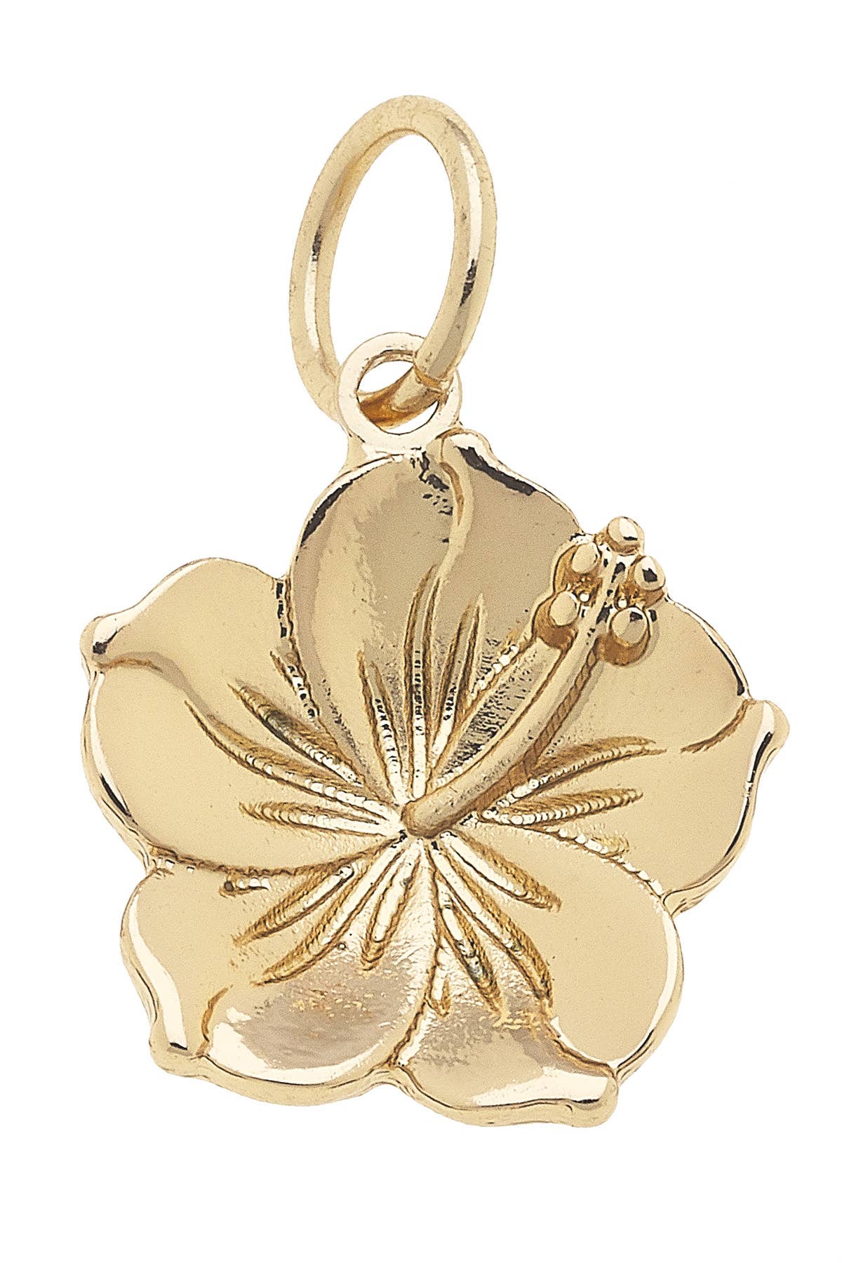 Hibiscus Flower Charm in Shiny Gold