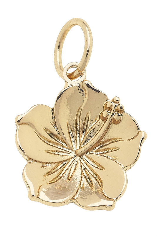Hibiscus Flower Charm in Shiny Gold