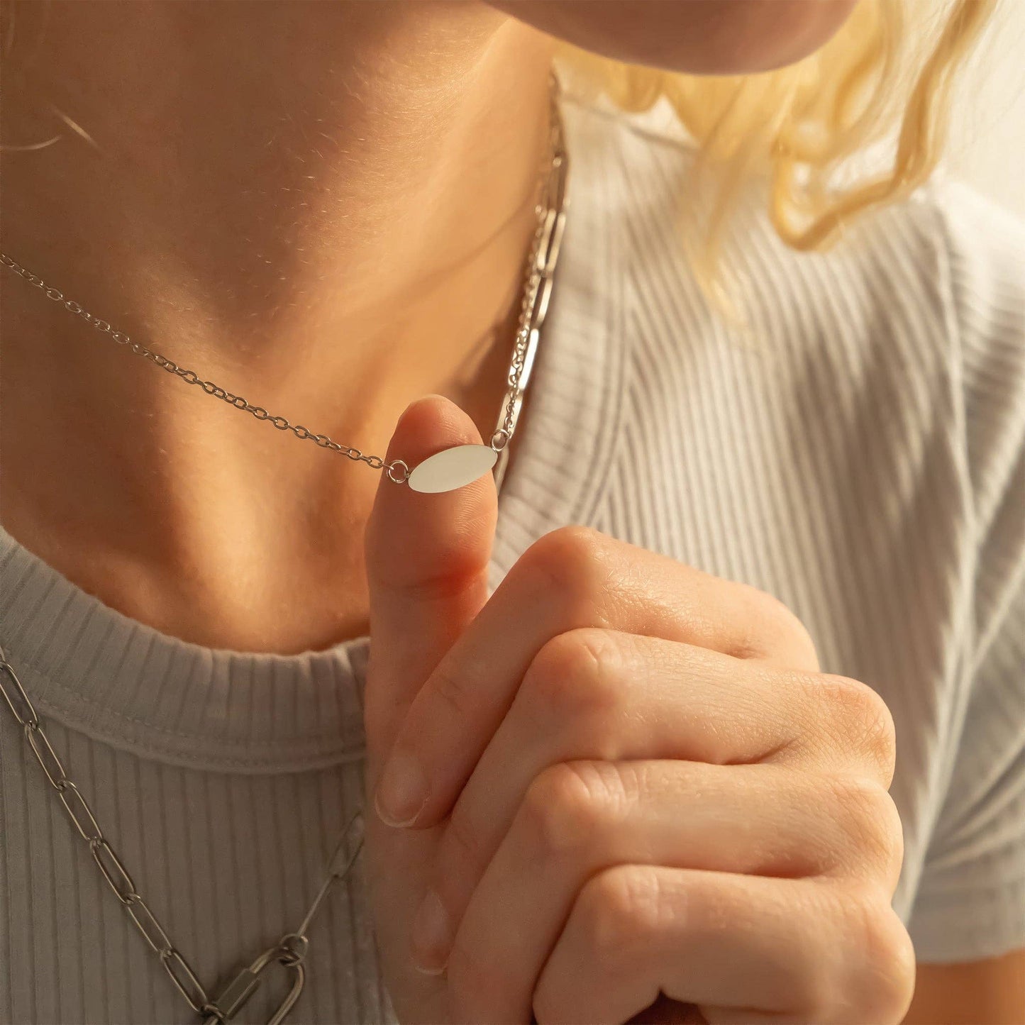 Engravable Oval Blank Necklace