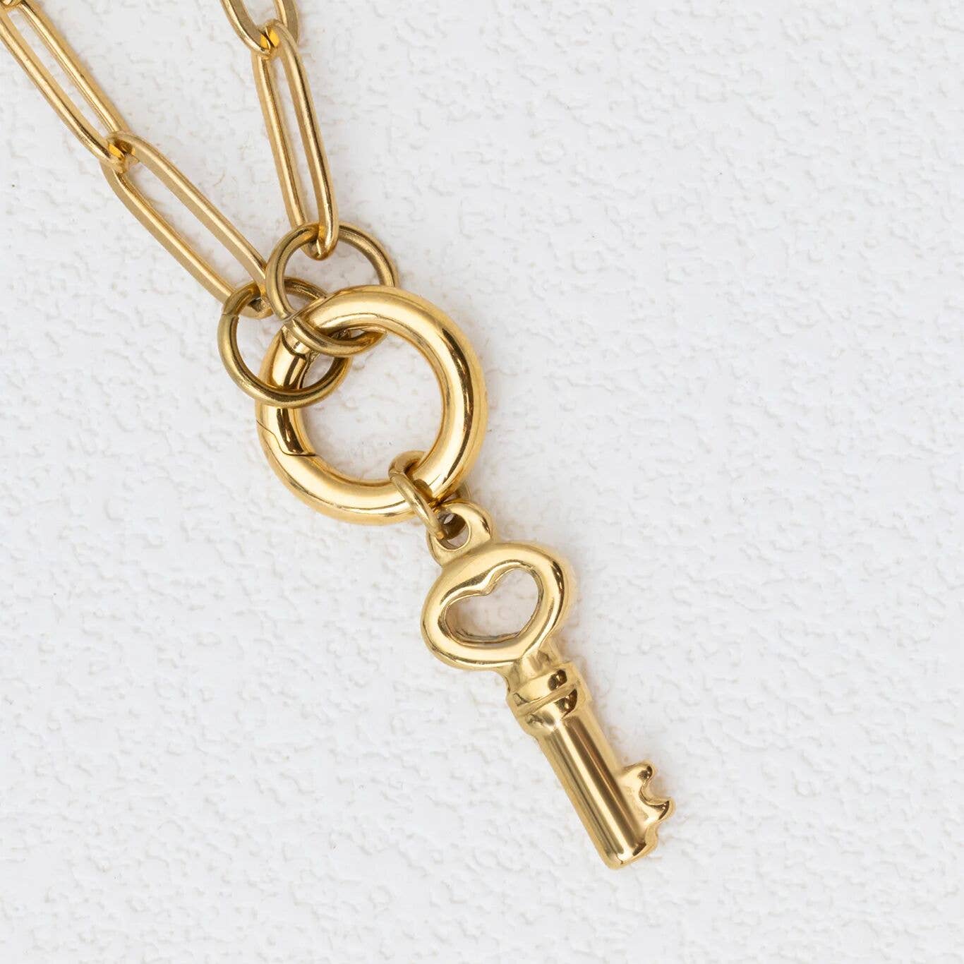 18K Gold PVD Stainless Steel Key Charm