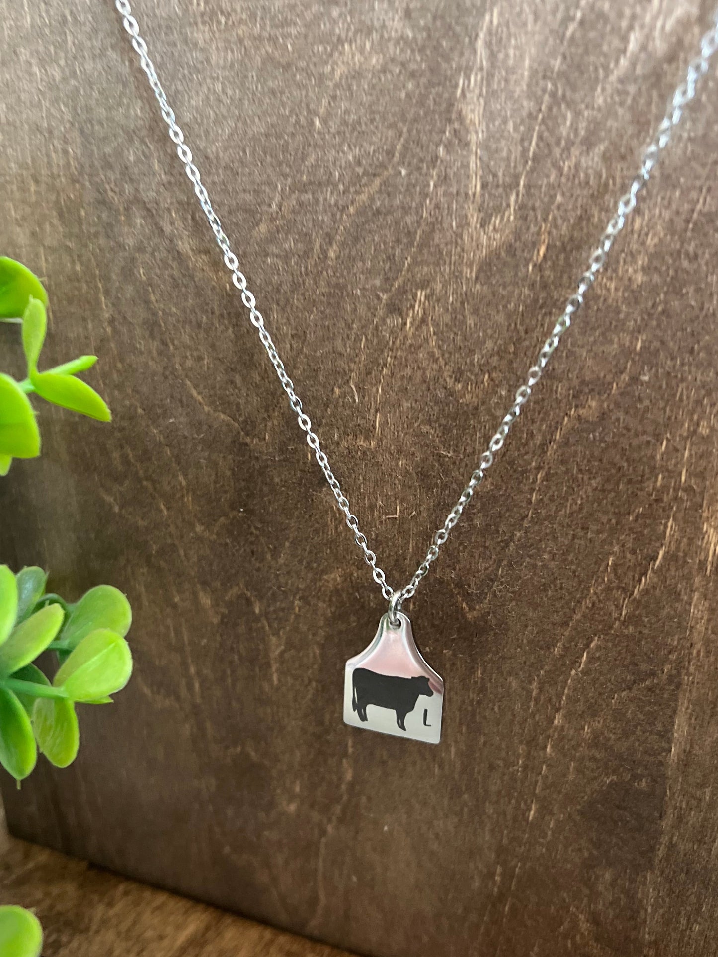 Engravable Cow Tag Pendant Necklace