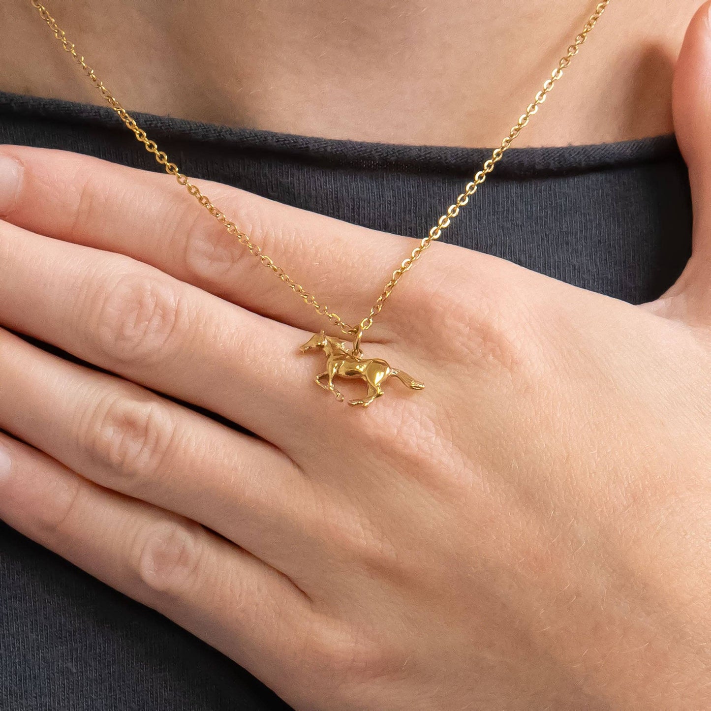 18K Gold PVD Stainless Steel Western Horse Charm