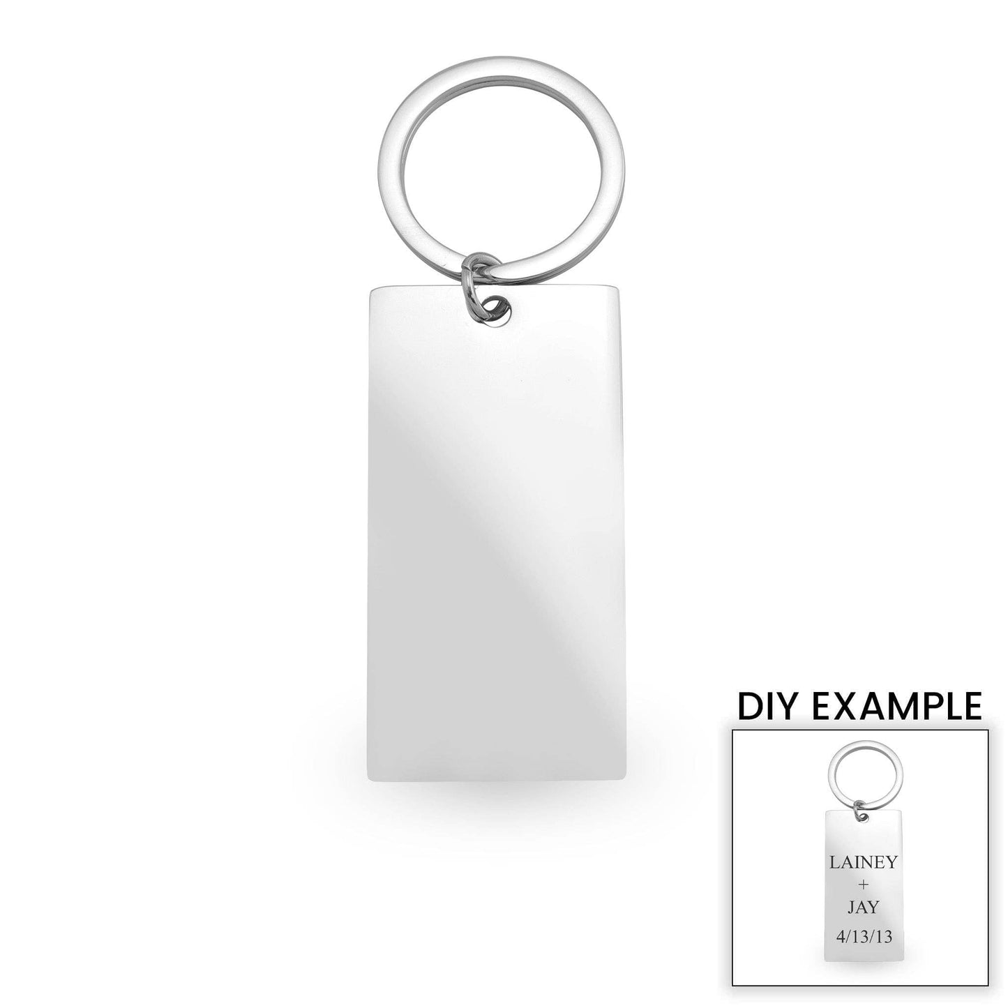 Large Blank Polished Stainless Steel Bar Keychain Pendant