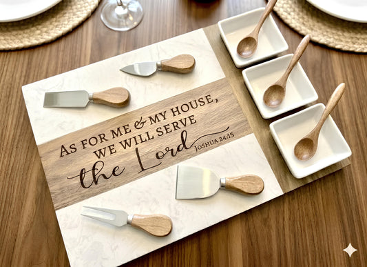 Marble Charcuterie Board - 11 Piece Set