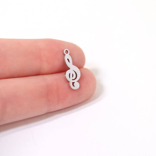 18K Gold PVD Stainless Steel Treble Clef Music Charm