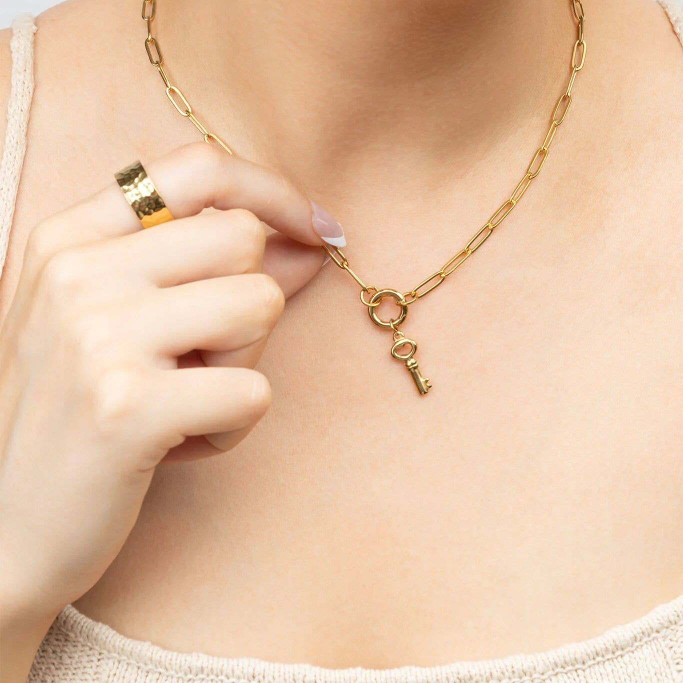 18K Gold PVD Stainless Steel Key Charm