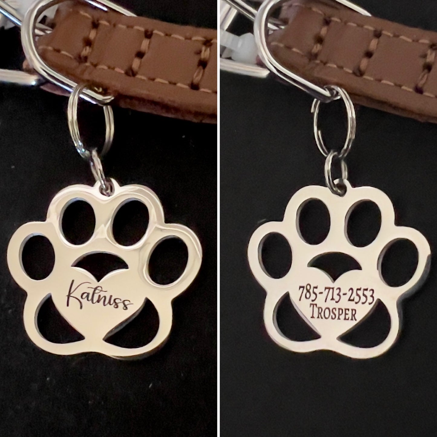 Paw Print Heart Dog Tag