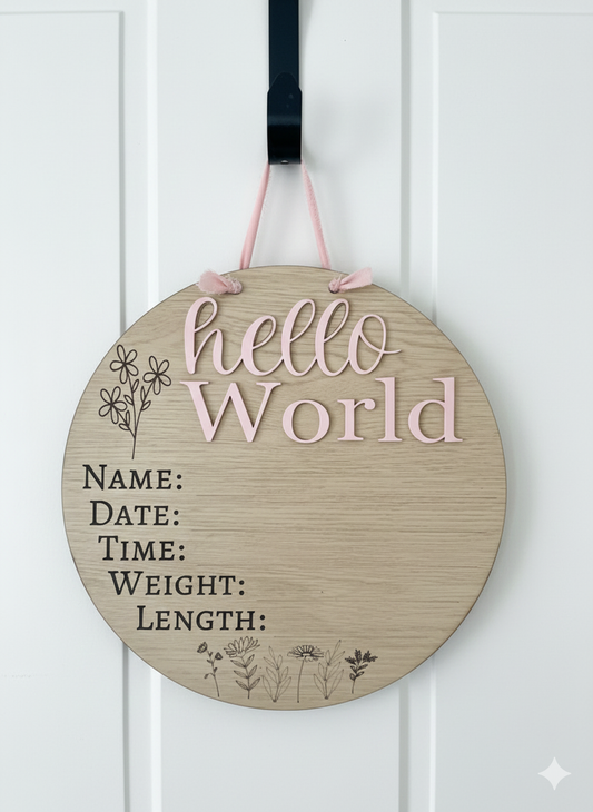 Hello World Baby Photo Prop Sign