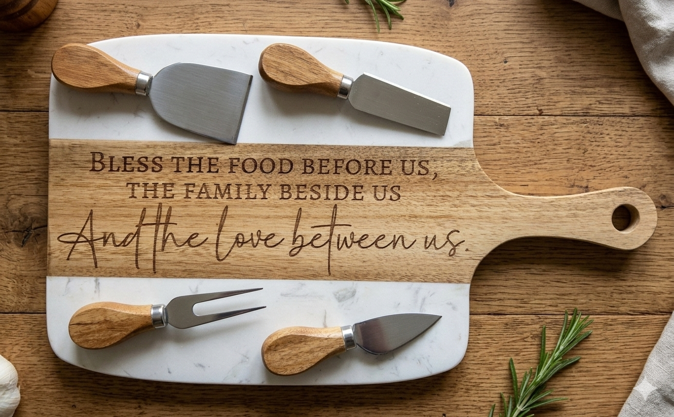 Marble Charcuterie Board & Utensils Set