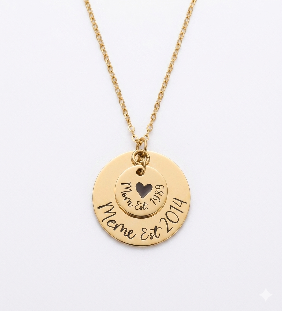 Mother Grandmother Round Pendant Necklace