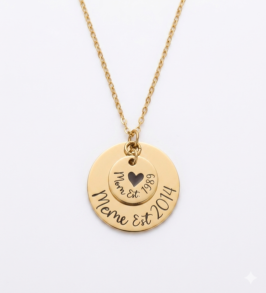 Mother Grandmother Round Pendant Necklace