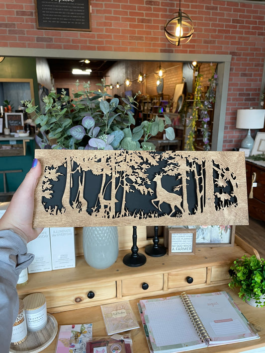 Wooden Scenery with Deer