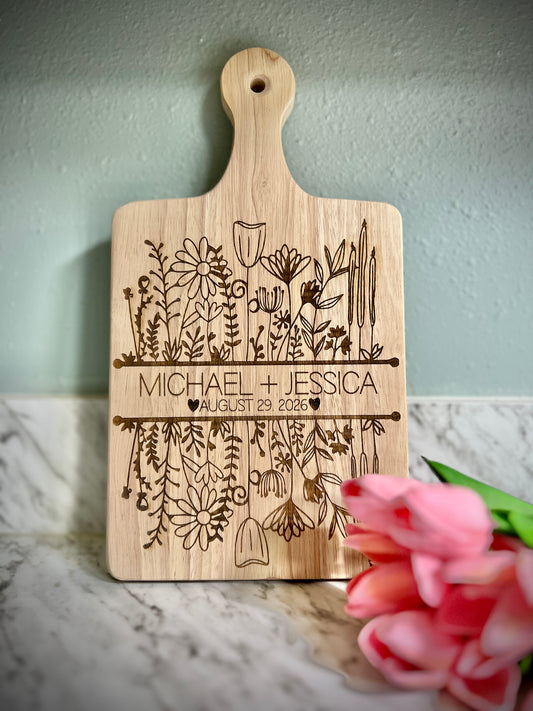 Engravable Bamboo Cutting Board with Handle