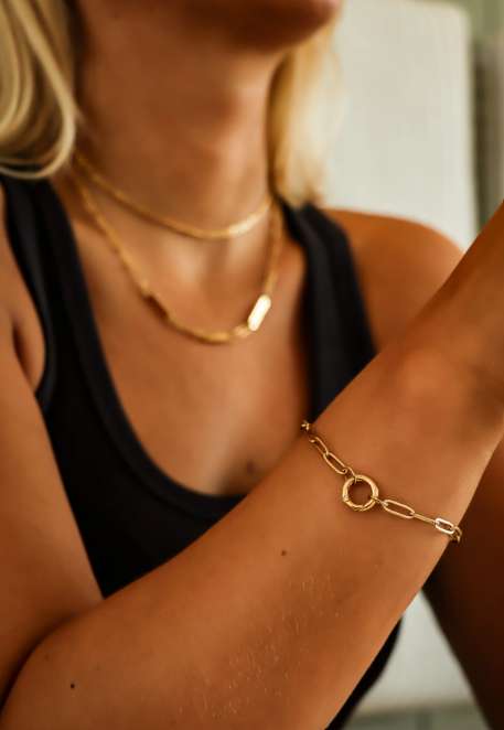 Paperclip With Charm Keeper Chain BRACELET