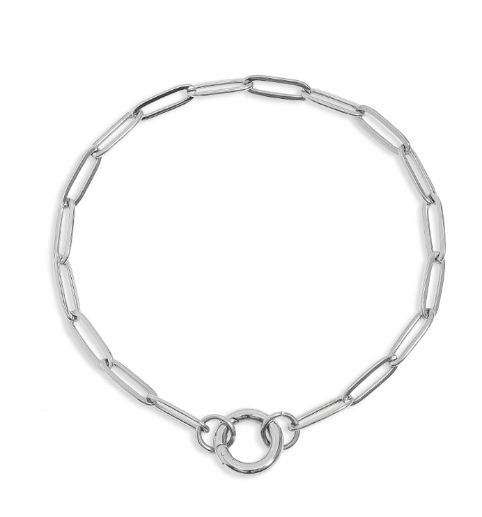 Paperclip With Charm Keeper Chain BRACELET