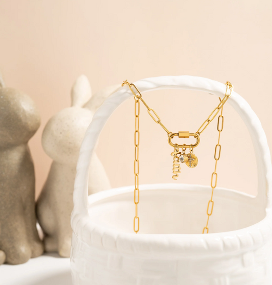 Paperclip Carabiner Charm Keeper Necklace