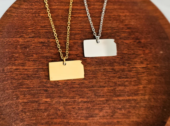 Engravable State Pendant Necklaces