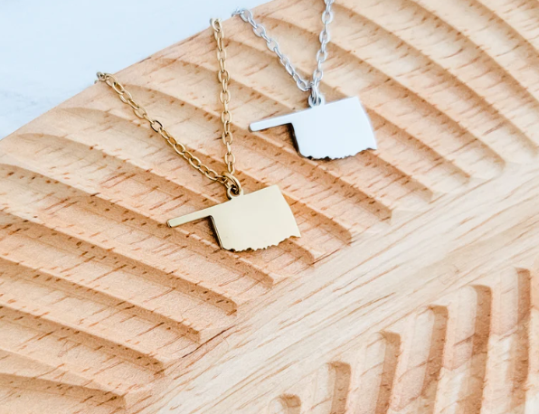 Engravable State Pendant Necklaces