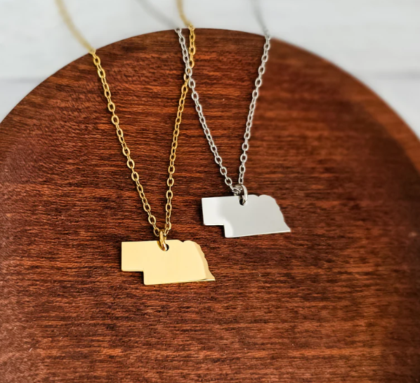 Engravable State Pendant Necklaces