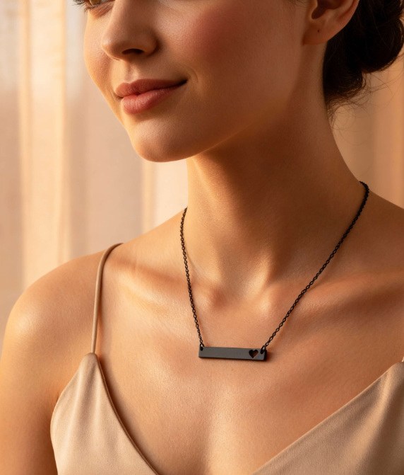 Engravable Cutout Heart Bar Keeper Necklace