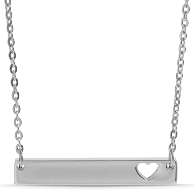 Engravable Cutout Heart Bar Keeper Necklace