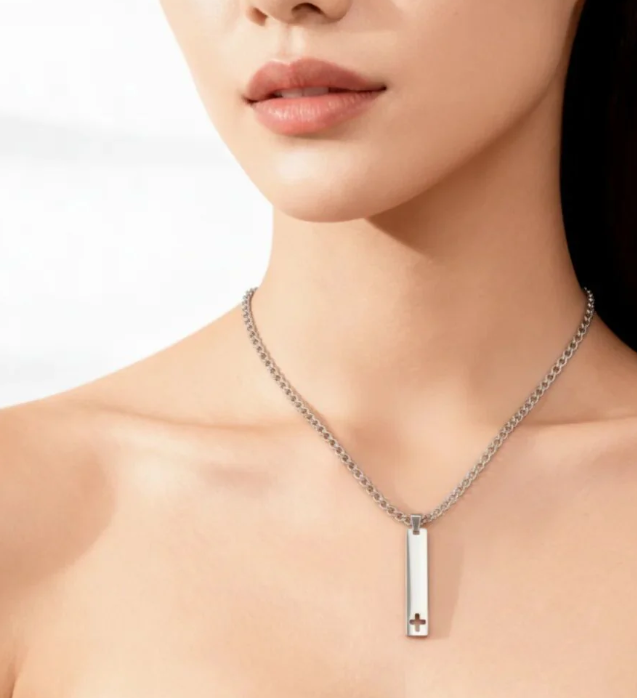 Cutout Cross Bar Necklace