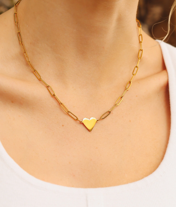 Blank Heart Paperclip Necklace