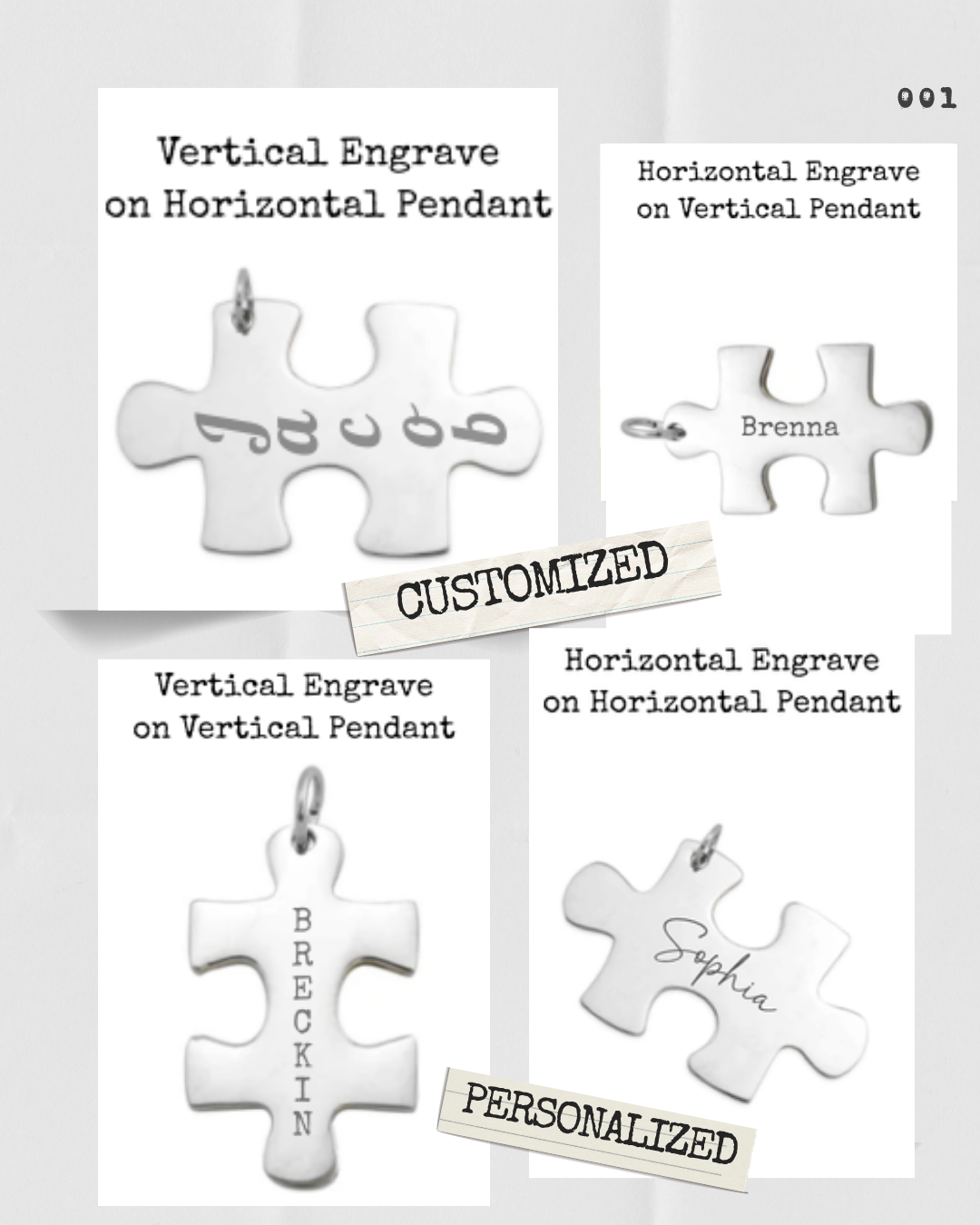 Stainless Steel Puzzle Piece Pendant