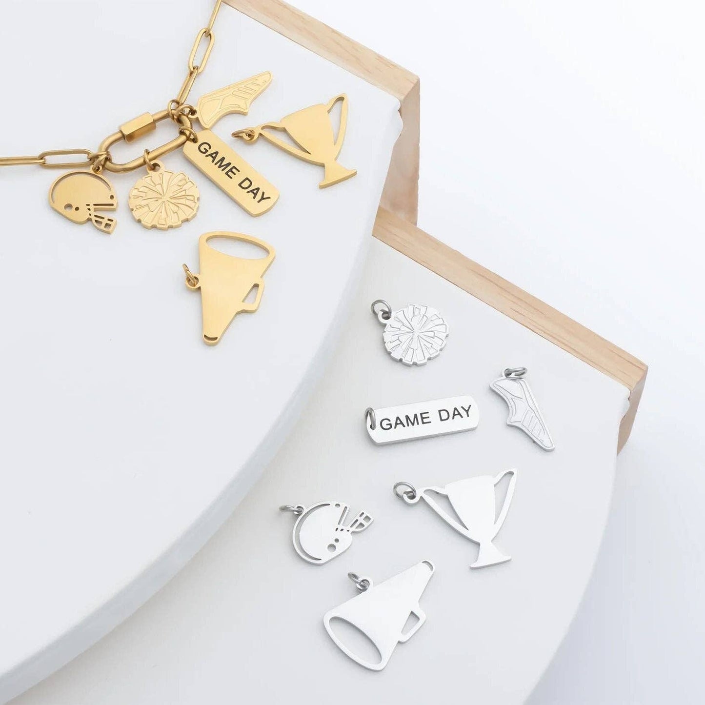18K Gold PVD Stainless Steel Trophy Charm