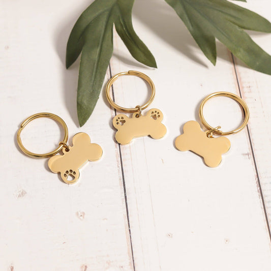 18K Gold PVD Stainless Steel Dog Bone Blank Pet Tag