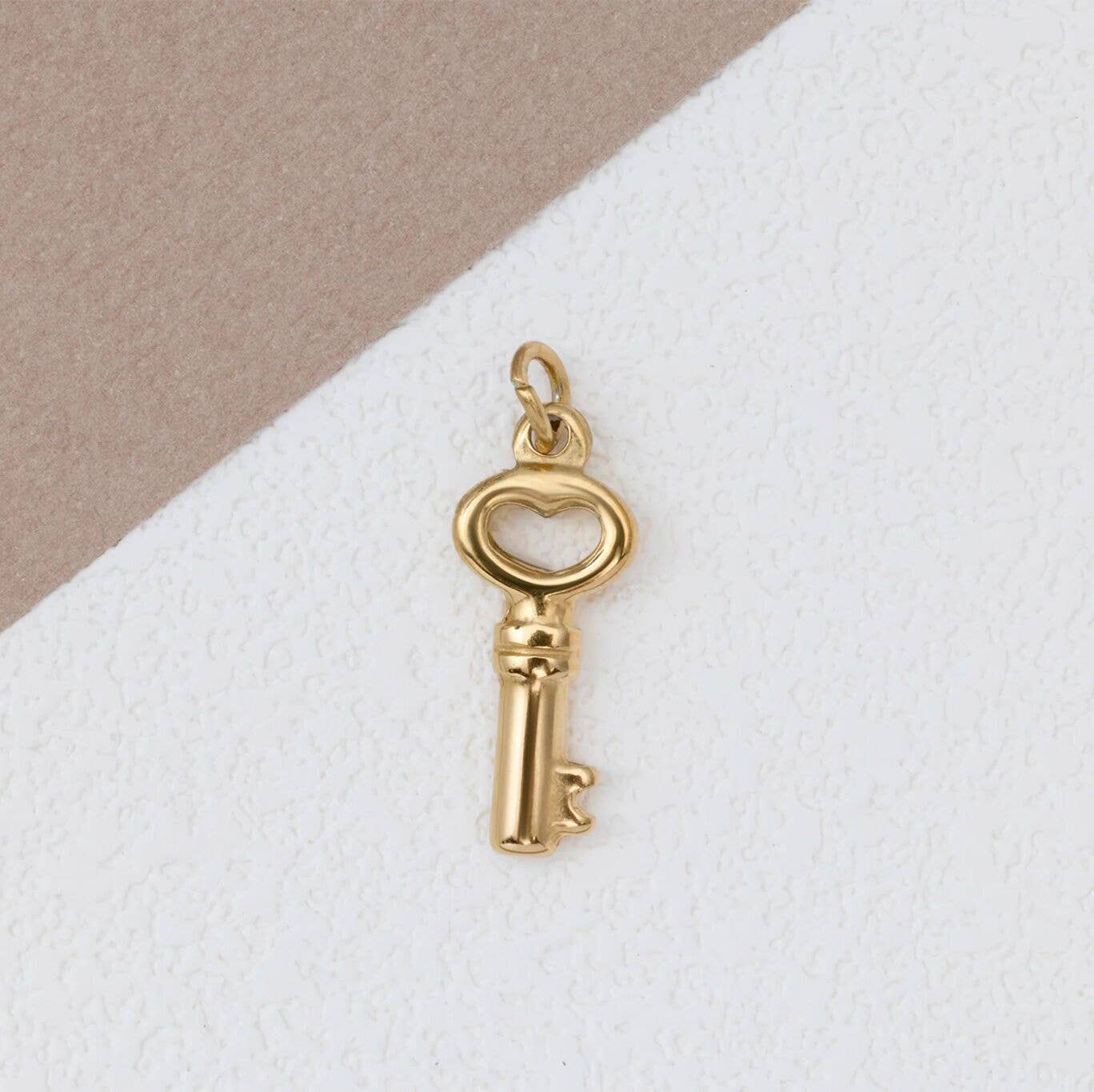 18K Gold PVD Stainless Steel Key Charm
