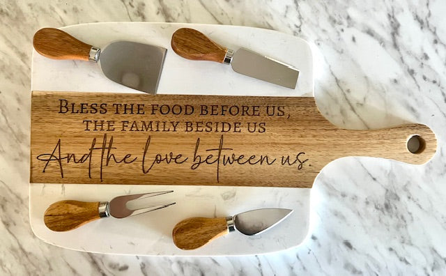 Marble Charcuterie Board & Utensils Set