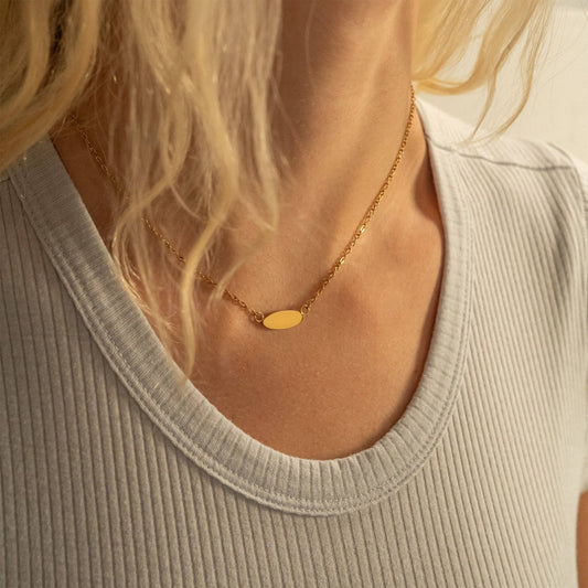 Engravable Oval Blank Necklace