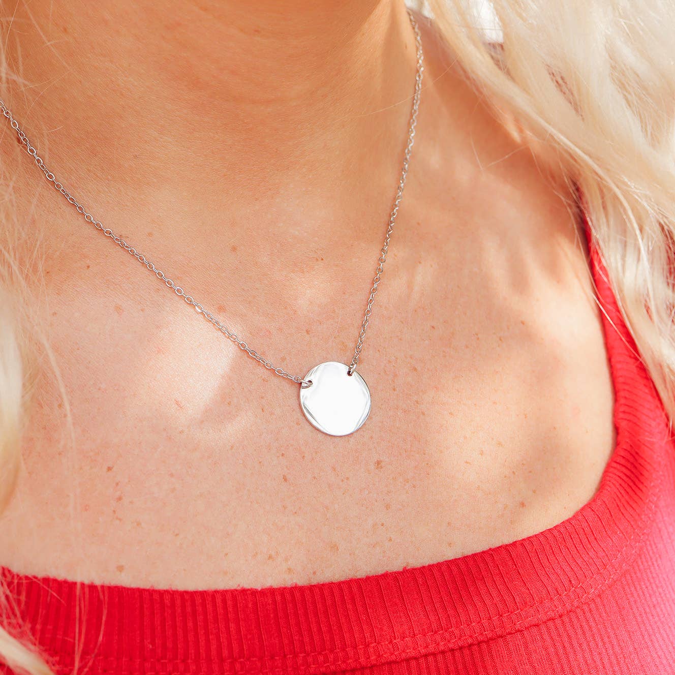 Stainless Steel Gold Blank Circle Necklace